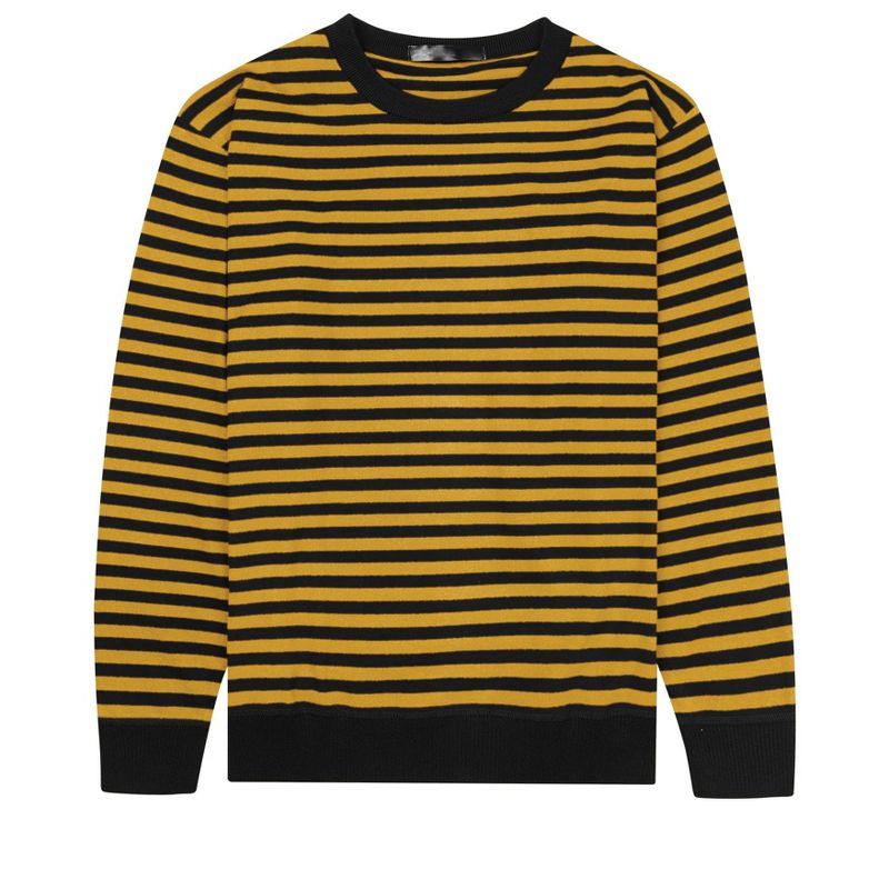 Lars Amadeus Men's Round Neck Long Sleeves Color Block Striped Knit Pullover Sweaters, 1 of 6