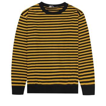 Lars Amadeus Men's Round Neck Long Sleeves Color Block Striped Knit Pullover Sweaters