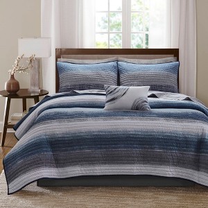 8-Piece Queen 8 Piece Quilt Set with Cotton Bed Sheets,Navy - 1 of 1