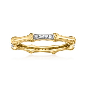 Ross-Simons 0.10 ct. t.w. Diamond Bamboo-Style Ring in 14kt Yellow Gold Size 7 - 1 of 3