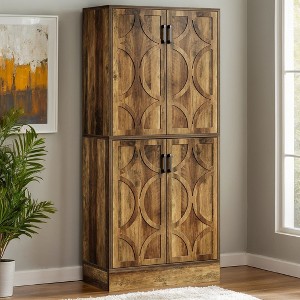 Hommoo 4-Tier Bookcase Cabinet with Adjustable Shelves Brown - 1 of 4