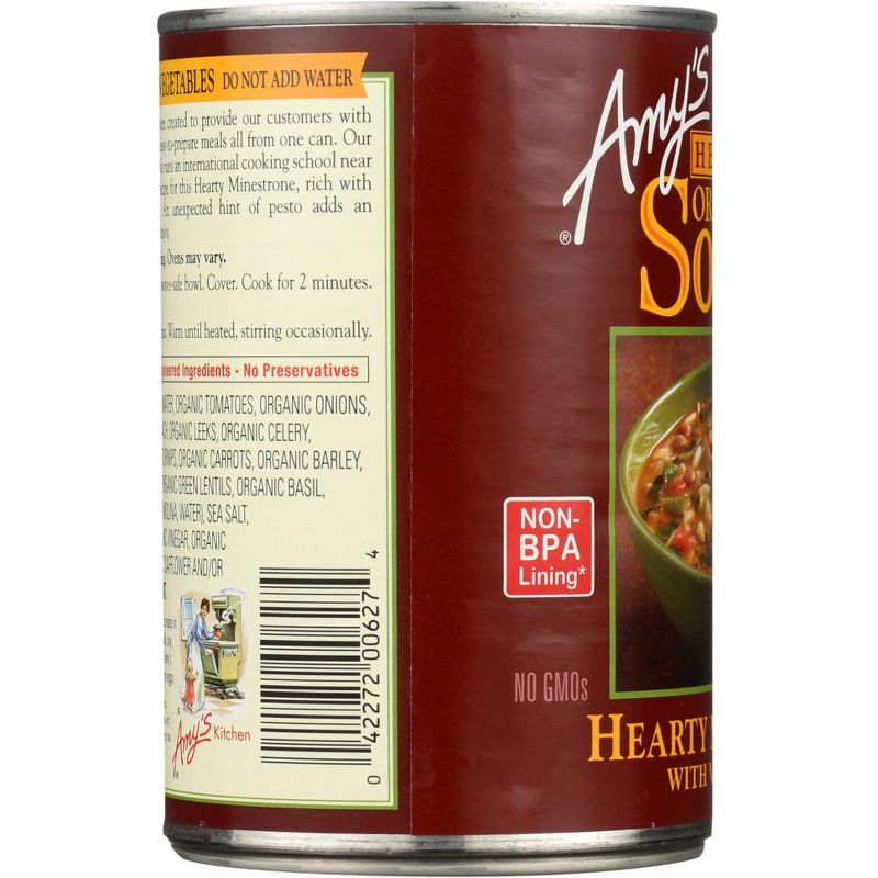 Amy's Organic Hearty Vegetable Minestrone Soup - Case of 12/14.1 oz, 5 of 7