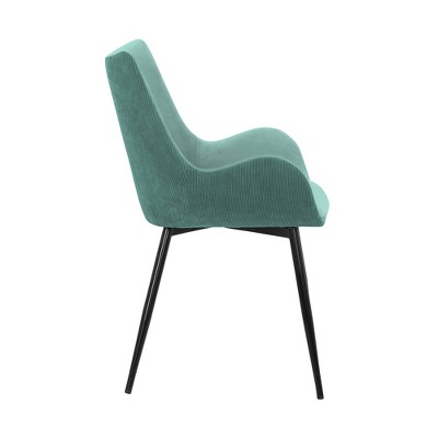 Teal High-Back Upholstered Arm Chair with Gold Metal Legs