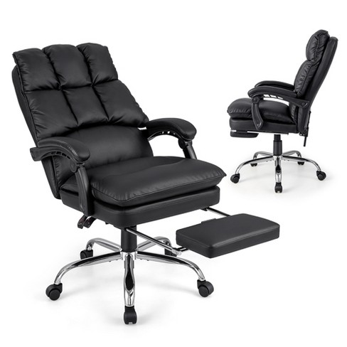 HOMCOM High-Back Executive Office Chair with Footrest, PU Leather Computer  Chair with Reclining Function and Armrest, Ergonomic Office Chair, Red