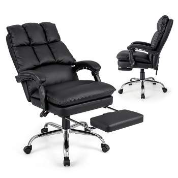 Costway High Back Reclining Office Chair Ergonomic Computer Desk Chair w/ Footrest & Pad