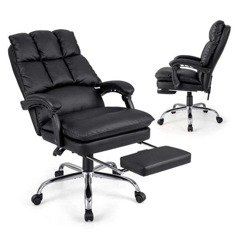 Costway High Back Reclining Office Chair Ergonomic Computer Desk Chair w/ Footrest & Pad, 1 of 11
