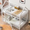 Twin Over Twin Metal House Bunk Bed with Fence and Door - 2 of 4