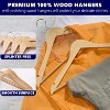 Paaaawaters 30 Pack Wooden Coat Hangers, Natural Wood Suit Hangers with Non Slip Pant Bar, Clothes Hangers for Shirts - 4 of 4