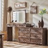 69" Vanity Tables with Glass Top & Led Mirror, Farmhouse Makeup Table with 9 Drawers, Rustic Vanity Desk for Bedroom - 2 of 4