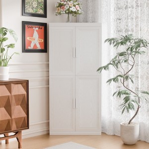 MAYEERTY Modern 4 Doors Utility Storage Cabinets Efficient Storage for Living Room Dining Room Bedroom White 2 Piece - 1 of 4