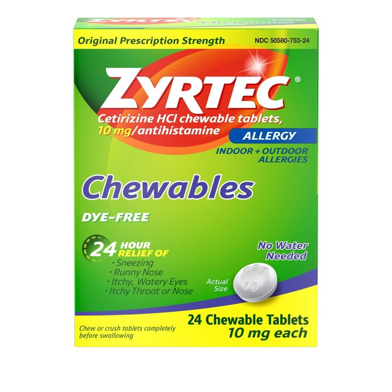 Zyrtec Adult Dye Free Cetirizine 10mg Chewables - 24ct, 3 of 11