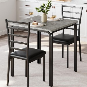 3-Piece Table Chair Set for Small Space,Kitchen Dining Room,Indoor Modern Dinette Set for 2, Square Dinner Table Set for Dinette - 1 of 4