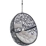 Sunnydaze Outdoor Resin Wicker Patio Jackson Hanging Basket Egg Chair Swing with Cushions and Headrest - 2pc