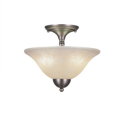 Toltec Lighting Any 2 - Light Flush Mount in  Brushed Nickel with 12" Amber Marble Shade