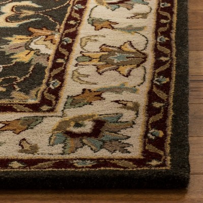 Handmade Black Wool Round Tufted Area Rug