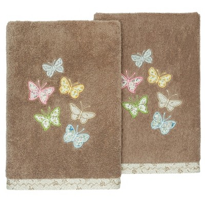 Linum Home Textiles 100% Turkish Cotton MARIPOSA Embellished Towel Set