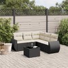 vidaXL 6 Piece Patio Sofa Set with Cushions Black and Cream - With Table - 2 of 4