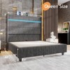 Bed Frame with LED Lights Charging Station, Corduroy Upholstered Platform Bed Frame - 3 of 4