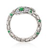 Ross-Simons Italian 0.14 ct. t.w. Simulated Emerald and .10 ct. t.w. CZ Snake Ring in Sterling Silver - 4 of 4