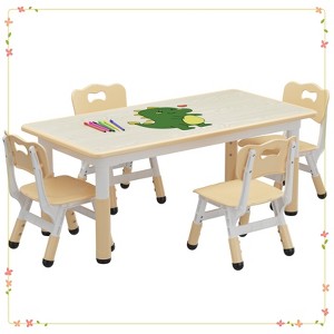 Kids Table and 4 Chairs Set, Height Adjustable Toddler Table and Chair Set for Ages 2-10 - 1 of 4