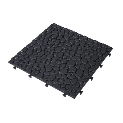 GlasFlength Carpet Tiles 12 Pack 12" Interlocking Deck Tiles 440LBS Weight Capacity Waterproof for Bathroom Balcony, Black, 12"*12"*0.56"