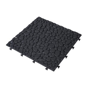 GlasFlength Carpet Tiles 12 Pack 12" Interlocking Deck Tiles 440LBS Weight Capacity Waterproof for Bathroom Balcony, Black, 12"*12"*0.56" - 1 of 4
