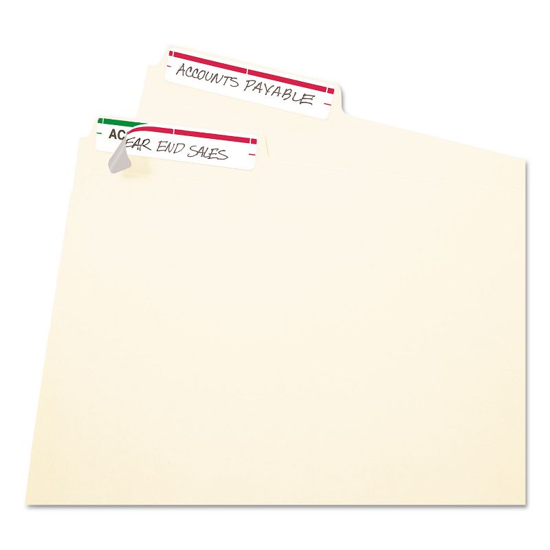 Avery Print or Write File Folder Labels 11/16 x 3 7/16 White/Dark Red Bar 252/Pack 05201, 3 of 9