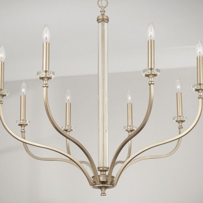 Brushed Champagne 8-Light Crystal Candle Chandelier