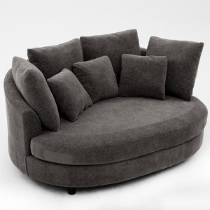 Hrinhom 70.1"W Modern Chenille Accent Chair with 7 Pillows,Loveseat - 1 of 4
