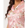 cheibear Women's Printed Short Sleeve Button Down Sleepwear with Pants Pajama Set - 4 of 4