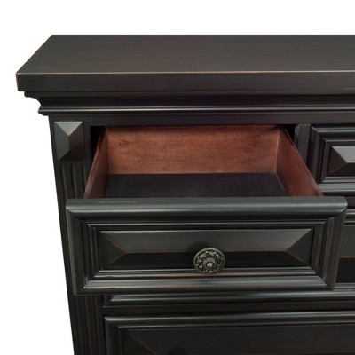 Antique Black 6-Drawer Vertical Chest with Felt Lined Drawers
