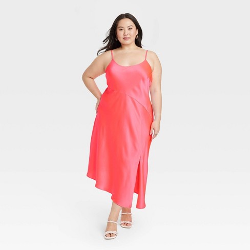 Women's Midi Slip Dress - A New Day™ Hot Pink M