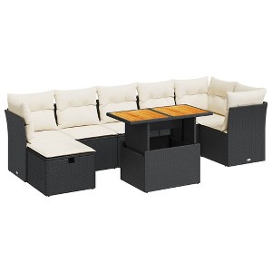 vidaXL Garden Sofa Set Black PE rattan Large Adjustable Feet - 1 of 4