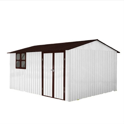 Metal Metal garden sheds outdoor storage sheds with window Yellow+White