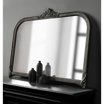 Hubanks Black Baroque-Inspired Arched Wall Mirror 40" x 30"