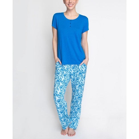 Hanes Comfort Supreme Pj Set, Blue/floral, Xl : Target