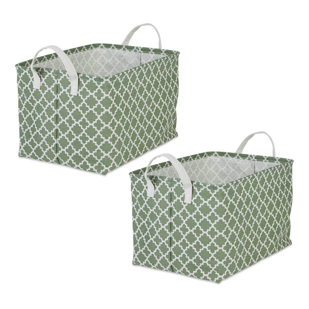 Photos - Laundry Basket / Hamper Design Imports Rectangle XL Cotton Poly Laundry Bin Lattice Artichoke Gree