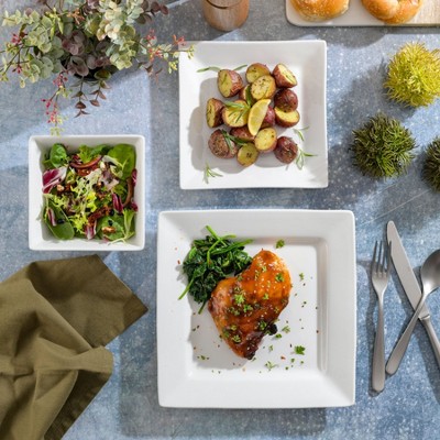Zen Buffet White Square Porcelain Dinnerware Set, Service for 8