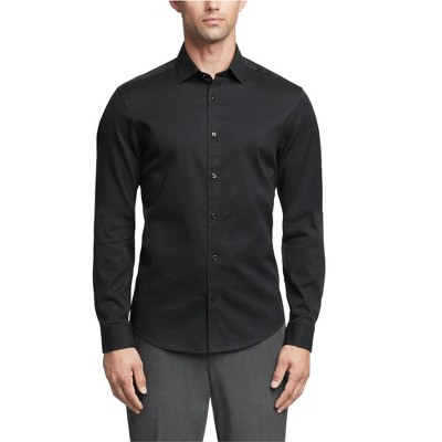 Calvin Klein Mens Washed Denim Button Down Dress Shirt