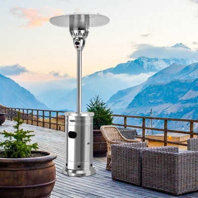 Stainless Steel 48,000 BTU Propane Patio Heater with Table and Wheels