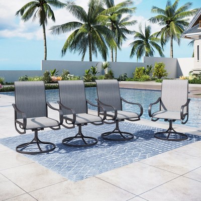 Captiva Designs Outdoor Dining Breathable Quick-dry Sling Steel Chairs with 360 Degree Swivel