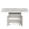 Airsurfer Versatile 47" White Marble MDF Folding Dining Table with Storage Rack and Cabinet, 6 Wheels - 4 of 4