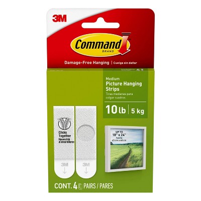 Command Medium Picture Hanging Strips White: Adhesive Wall Mounting for Art & Stationery