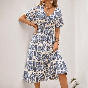 fitted lace wedding dress Loose Pure Color Linen Maxi Dresses Women Summer Casual Outfits XL / Beige main image 1