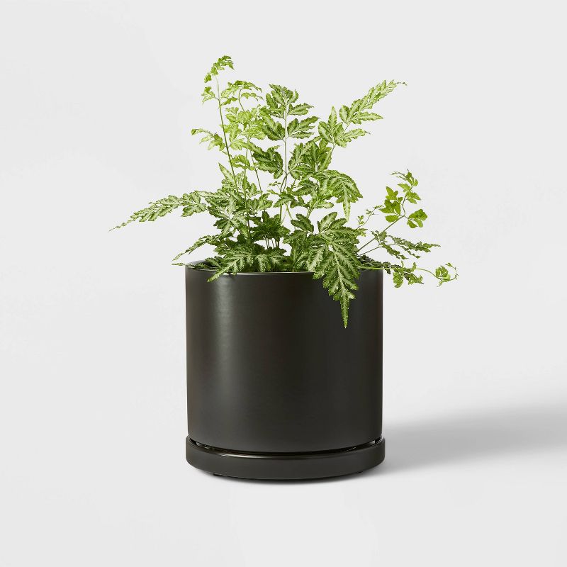  Hilton Carter for Target Ceramic/Metal Indoor Outdoor Planter Pot with Saucer & Rotation, 2 of 8