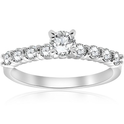 Pompeii3 1 ct TDW Round Diamond Engagement Ring 14k White Gold