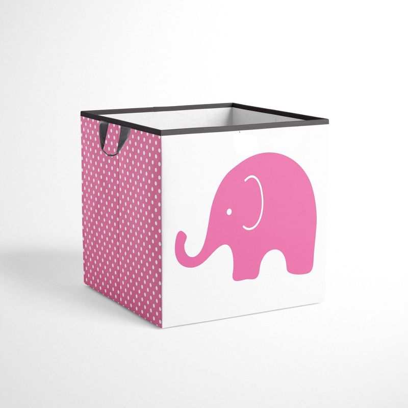 Bacati - Elephants Pink/Gray Storage Box Small, 1 of 5