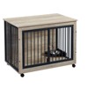 NicBex 38.58Inch Dog Crate Furniture Wooden Dog Cage Side Table with FlipUp Top and 3 Doors,Wheels,Indoor Use,Gray - 3 of 4