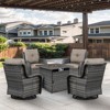 POCASSY Patio Furniture Set with 30" Propane Fire Pit Table, Patio Swivel Rocking Glider Chairs Set of 4 with PE Wicker and Square Firepit Table - 2 of 4