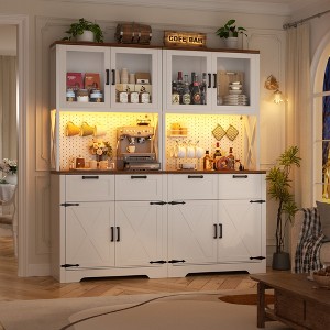 Aheaplus 71" Farmhouse Kitchen Storage shelf with Hutch, Pantry Cabinet with Drawers and Adjustable Shelves - 1 of 4